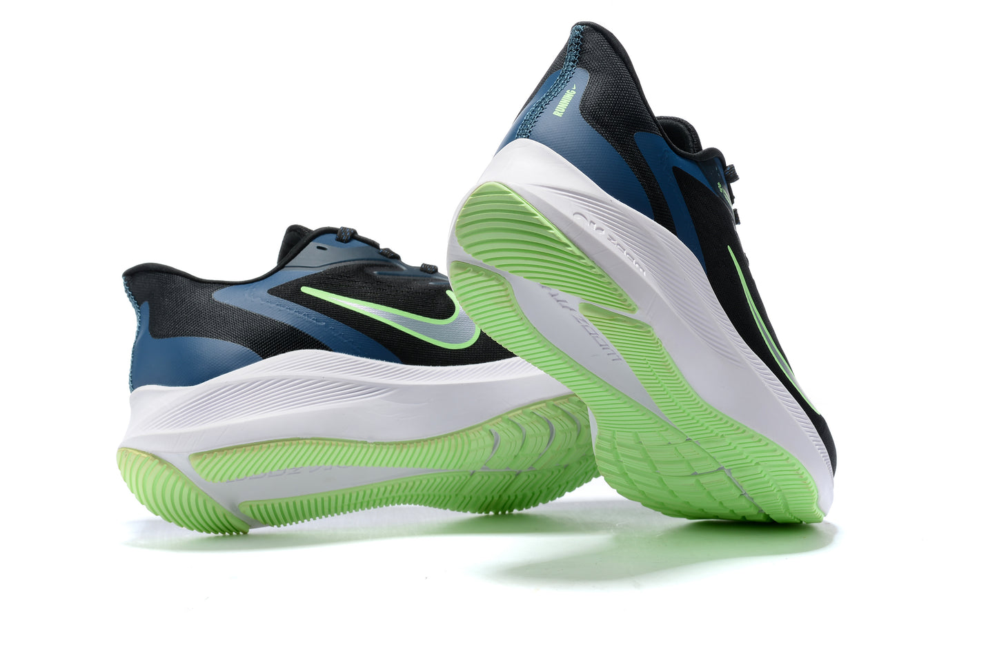 Nike Air Zoom Winflo 9 Running Shoes - Black & Lime Green