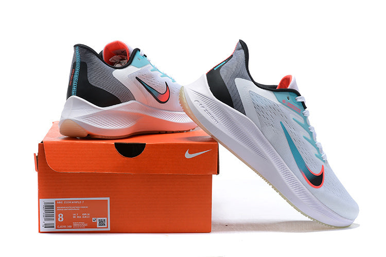 Nike Air Zoom Winflo 9 Running Shoes - White, Teal & Coral
