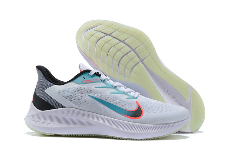 Nike Air Zoom Winflo 9 Running Shoes - White, Teal & Coral
