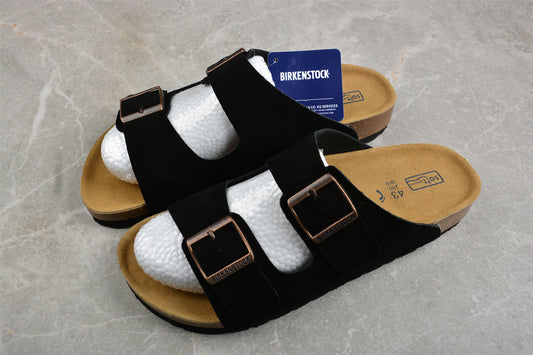 Birkenstock Arizona Suede Leather Sandals - Black