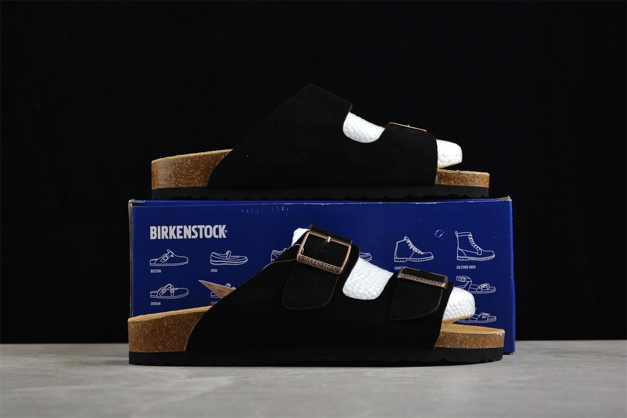 Birkenstock Arizona Suede Leather Sandals - Black