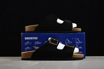 Birkenstock Arizona Suede Leather Sandals - Black
