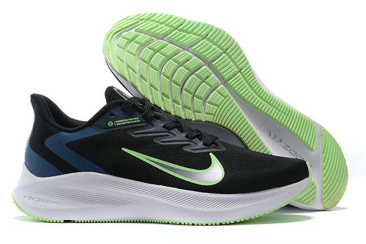 Nike Air Zoom Winflo 9 Running Shoes - Black & Lime Green