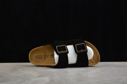 Birkenstock Arizona Suede Leather Sandals - Black