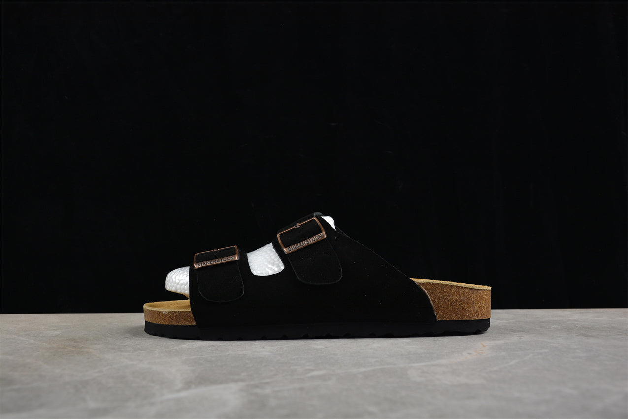 Birkenstock Arizona Suede Leather Sandals - Black