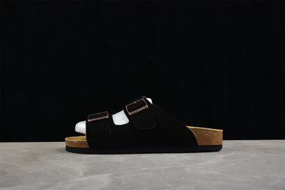 Birkenstock Arizona Suede Leather Sandals - Black