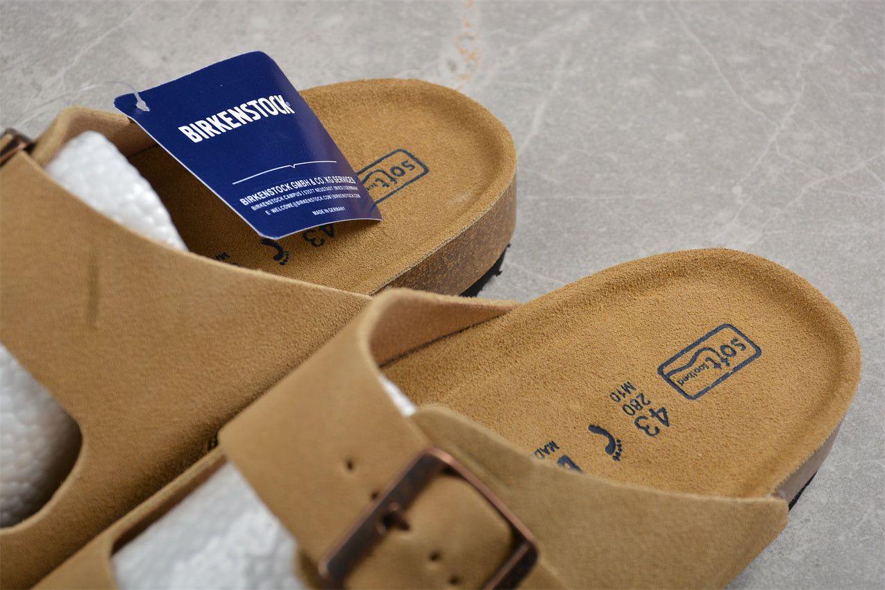 Birkenstock Arizona Suede Leather Sandals - Latte Cream