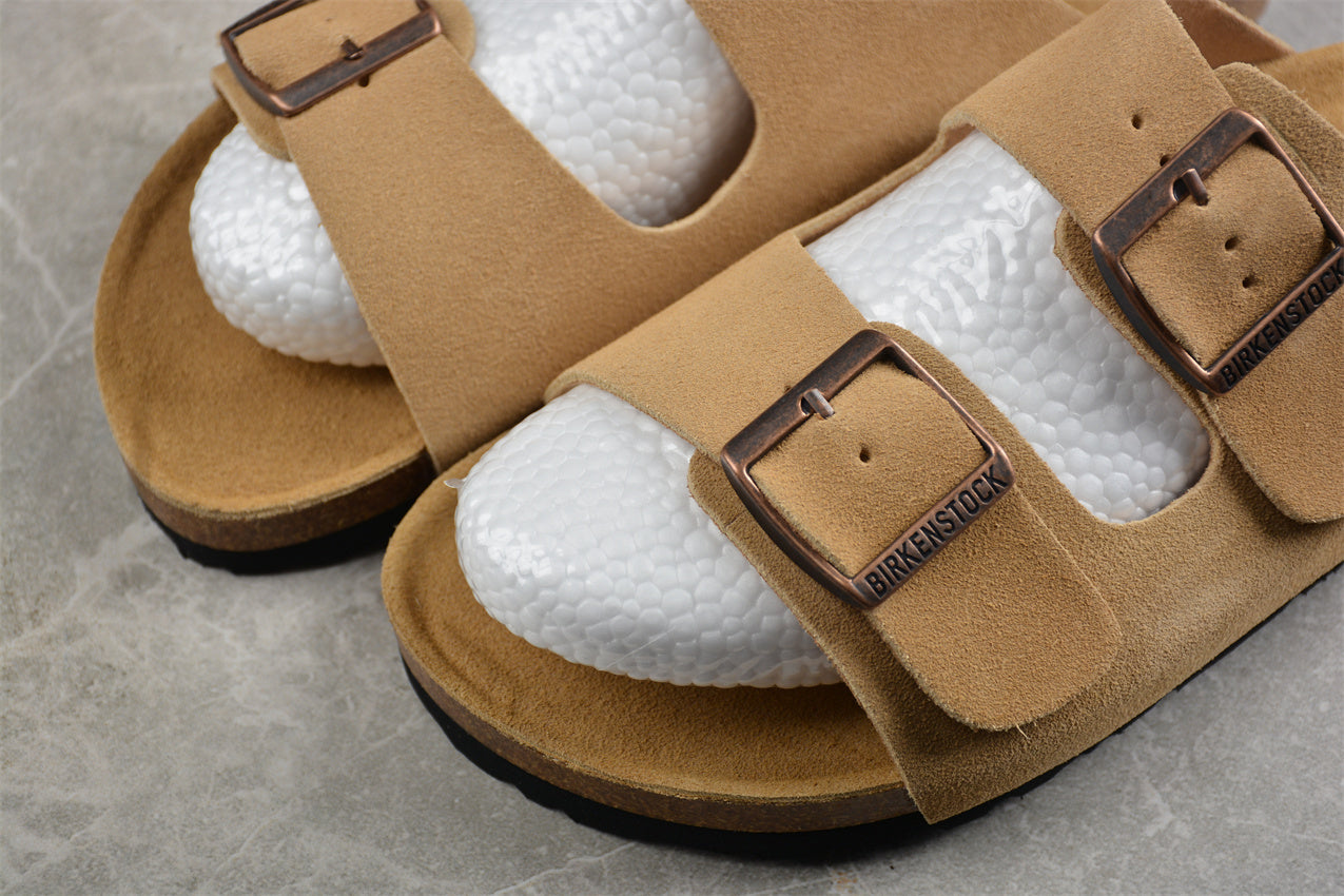 Birkenstock Arizona Suede Leather Sandals - Latte Cream