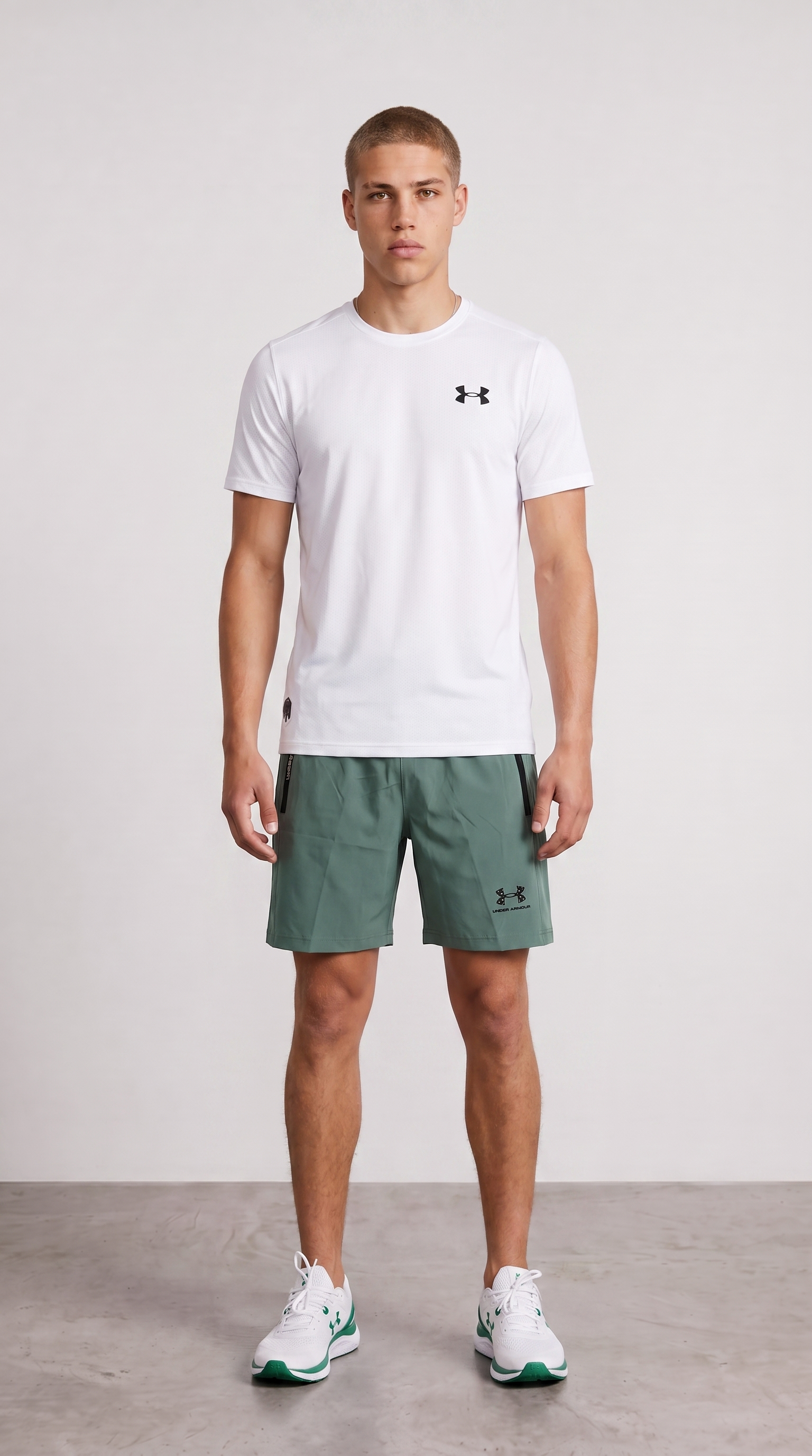 Under Armour White/Green Sports Set