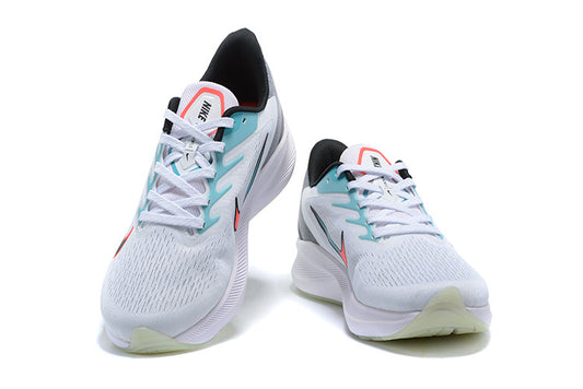 Nike Air Zoom Winflo 9 Running Shoes - White, Teal & Coral