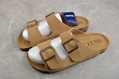 Birkenstock Arizona Suede Leather Sandals - Latte Cream
