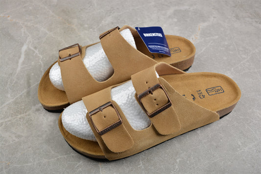 Birkenstock Arizona Suede Leather Sandals - Latte Cream
