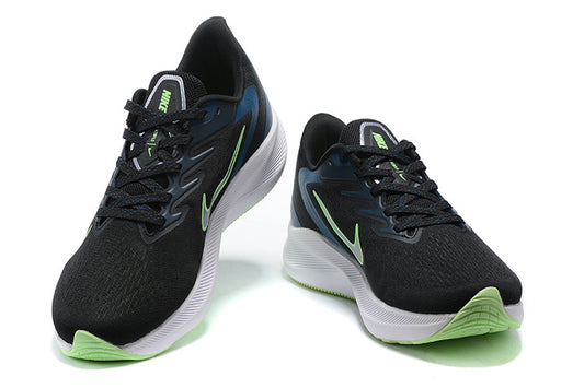 Nike Air Zoom Winflo 9 Running Shoes - Black & Lime Green