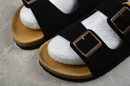 Birkenstock Arizona Suede Leather Sandals - Black